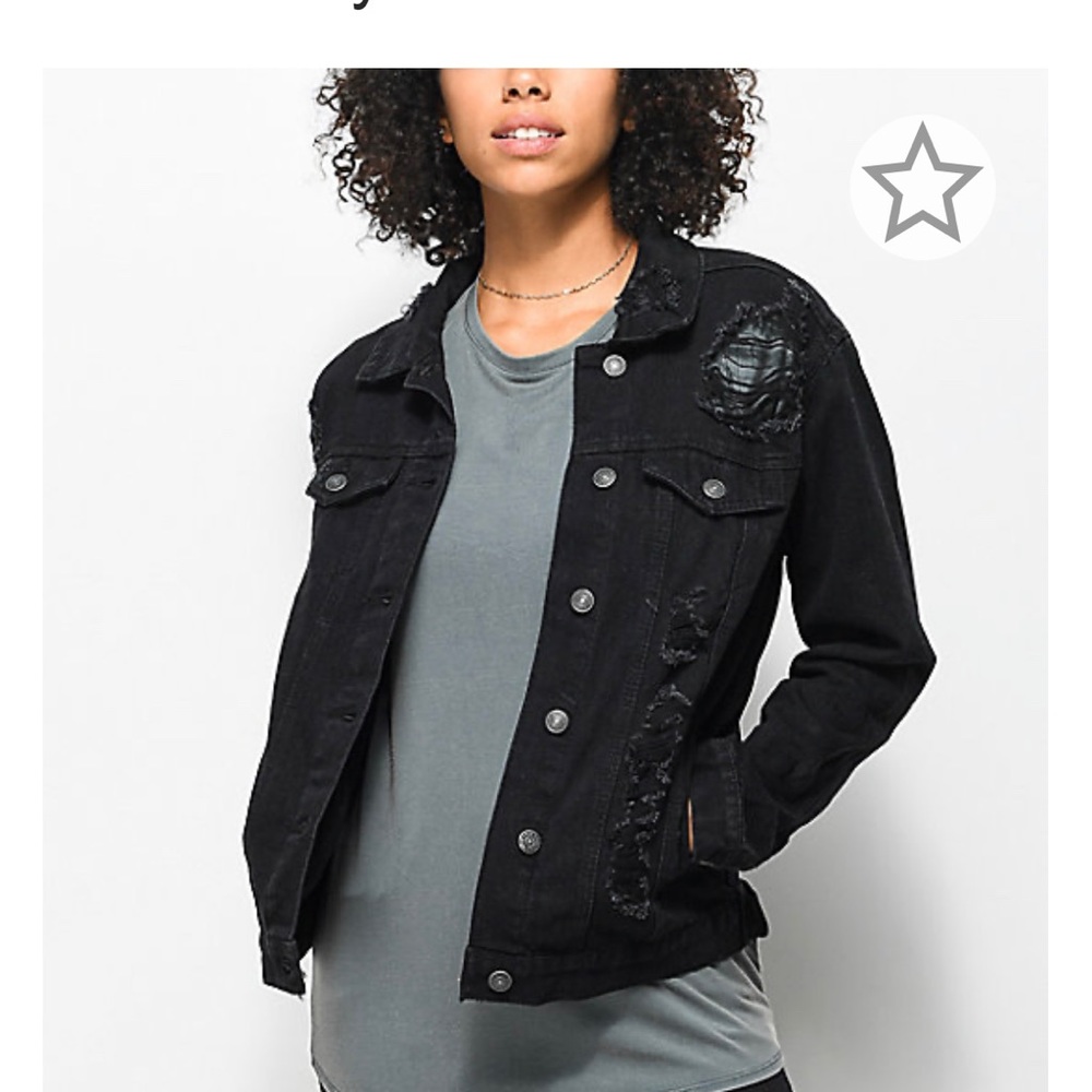 Almost famous black distressed jean jacket